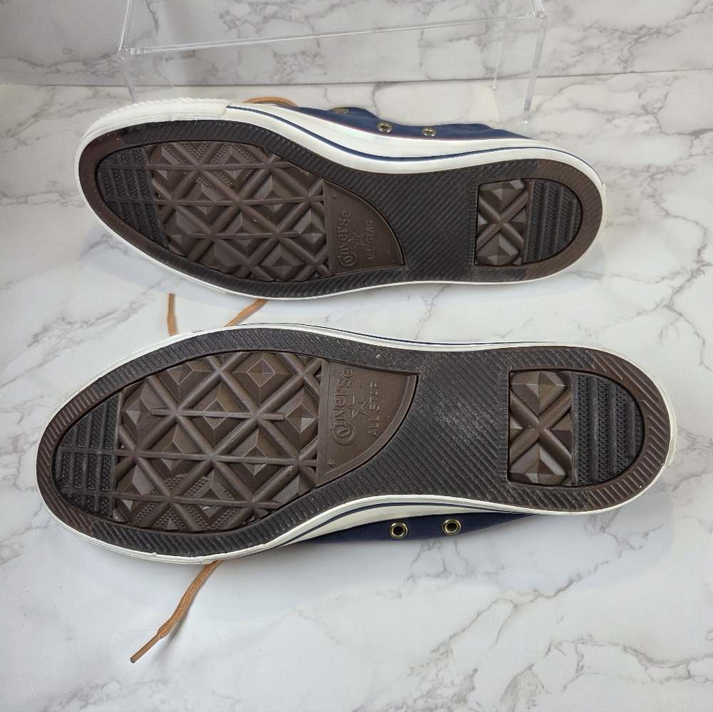 Converse Navy Canvas Low Top Sneakers with Tan Accents - Picture 5 of 6